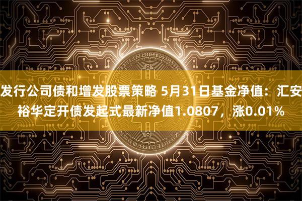 发行公司债和增发股票策略 5月31日基金净值：汇安裕华定