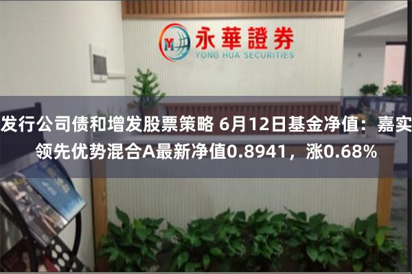 发行公司债和增发股票策略 6月12日基金净值：嘉实领先优势混